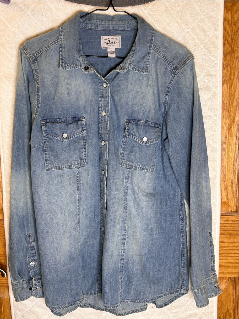 Bass Medium Blue Denim Shirt Jacket with Chest Pockets